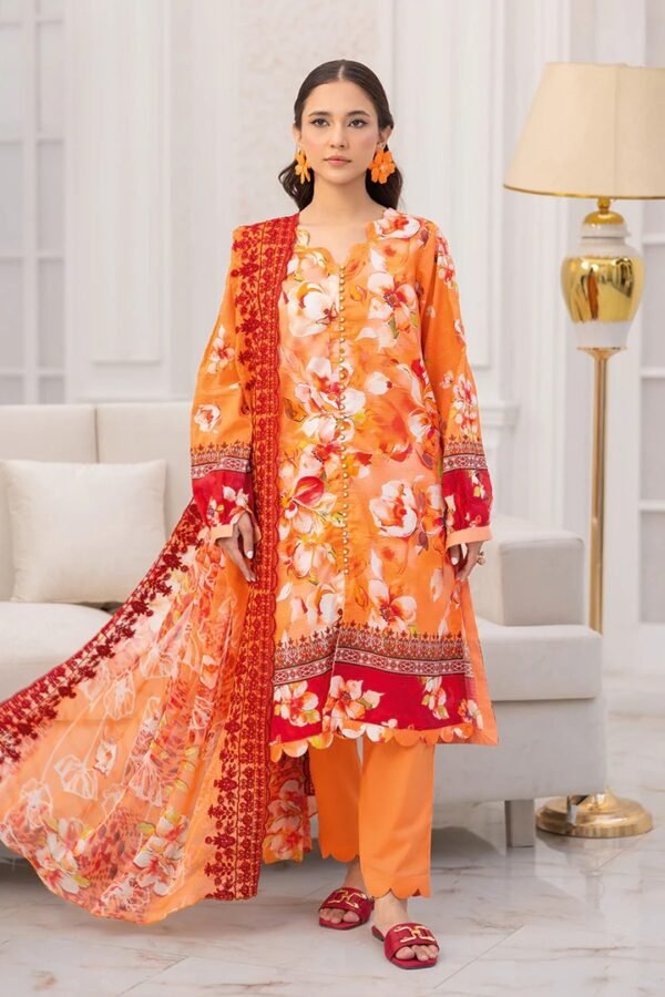 JOHRA IBSA PRINTED BANA DORA LAWN WITH EMBROIDERED + PRINTED BAMBE